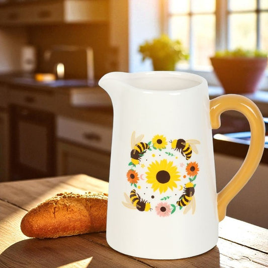 Sunflower & Bee Ceramic Flower Jug