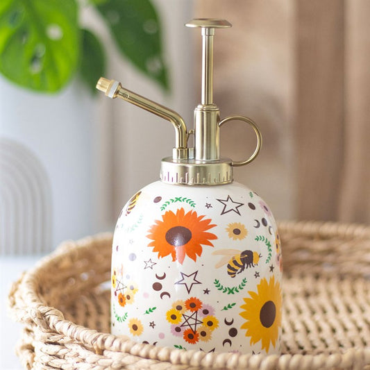Summer Solstice Ceramic Plant Mister – Bee, Sunflower & Moon Design