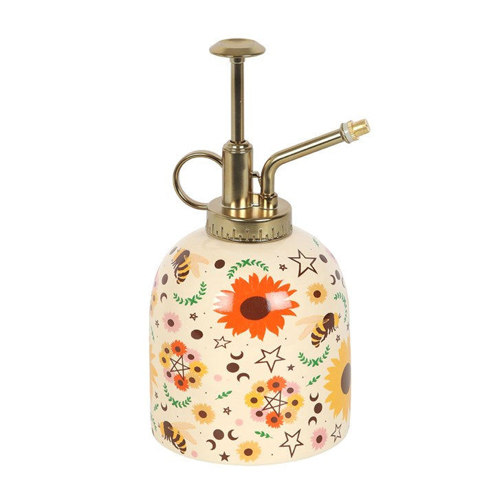 Summer Solstice Ceramic Plant Mister – Bee, Sunflower & Moon Design