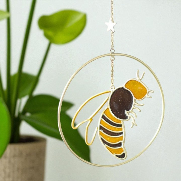 Summer Bee Suncatcher with Crescent Moon & Star Design