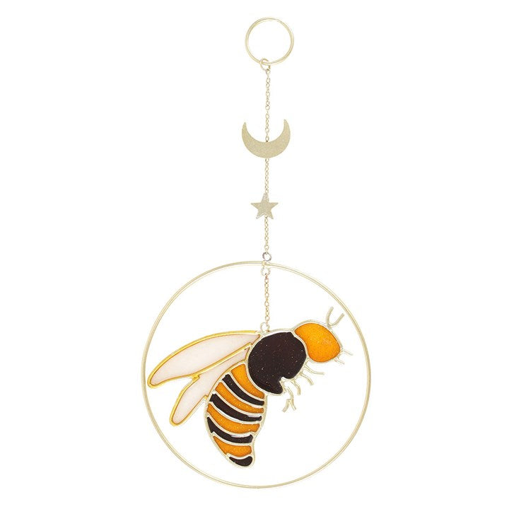 Summer Bee Suncatcher with Crescent Moon & Star Design