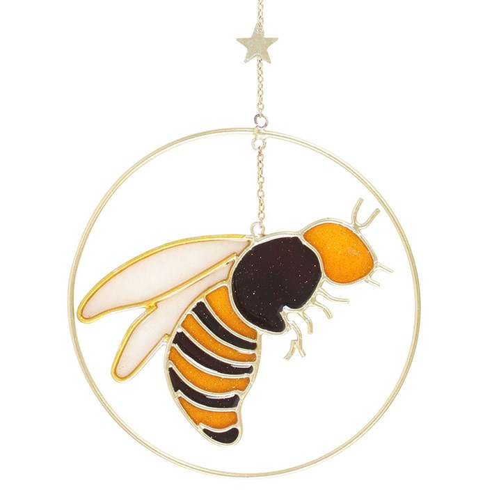 Summer Bee Suncatcher with Crescent Moon & Star Design