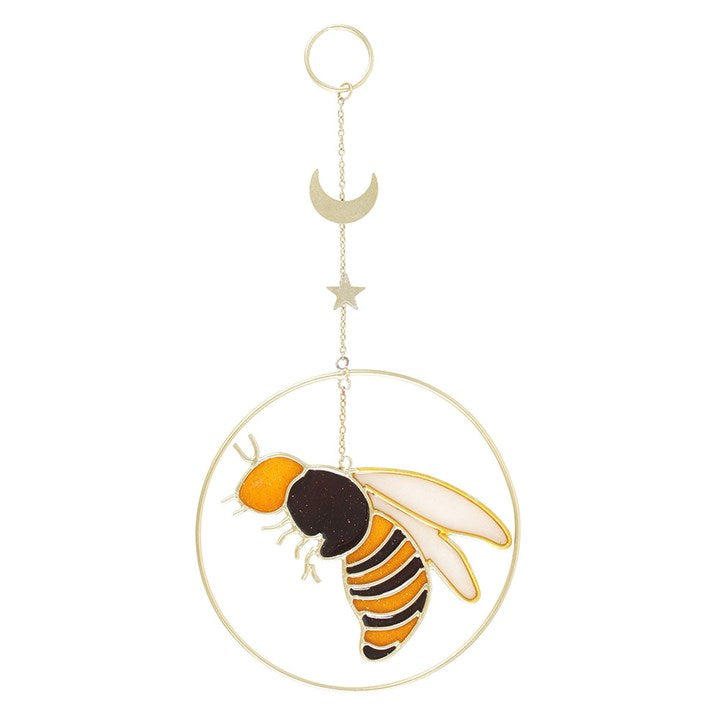 Summer Bee Suncatcher with Crescent Moon & Star Design