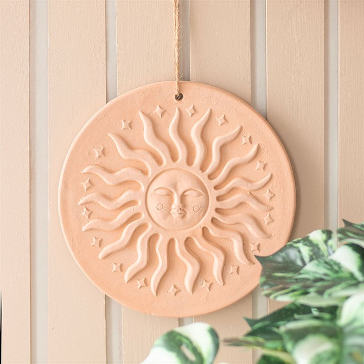 Terracotta Sun Garden Plaque – Boho Outdoor Décor