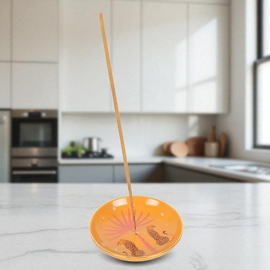 Orange Leopard Palm Incense Holder – Bold & Stylish Home Décor