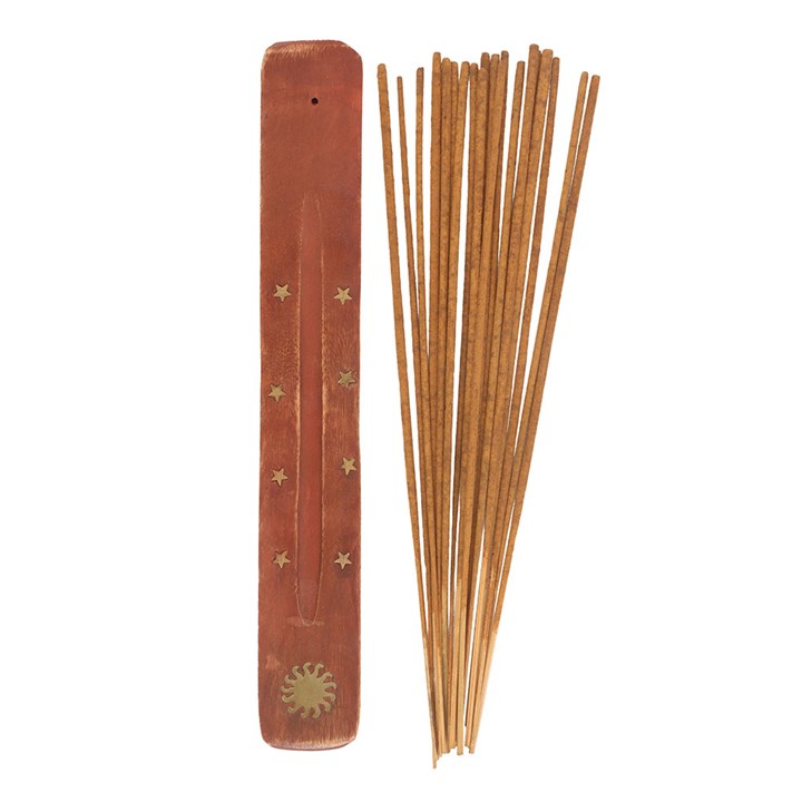 Orange Blossom Incense Gift Set with Wooden Ash Catcher – Calm & Comfort