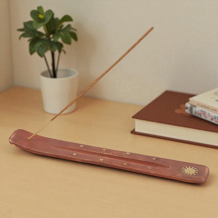 Orange Blossom Incense Gift Set with Wooden Ash Catcher – Calm & Comfort