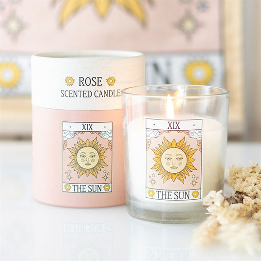 The Sun Tarot Card Rose-Scented Candle – Mystical Décor