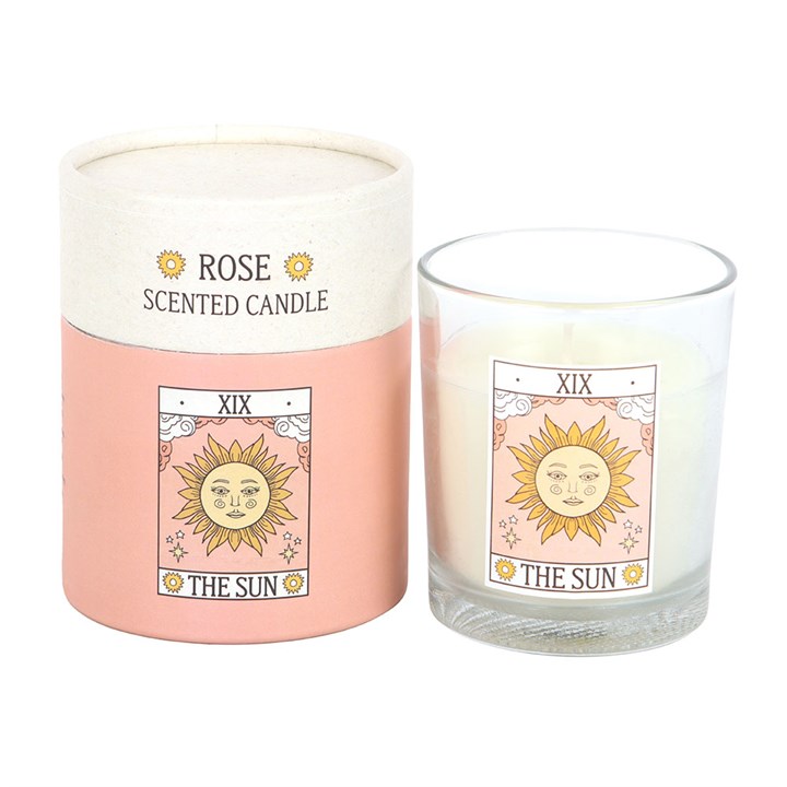 The Sun Tarot Card Rose-Scented Candle – Mystical Décor