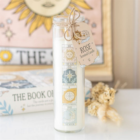 Rose Scented Tarot Tube Candle – Mystical Floral Décor