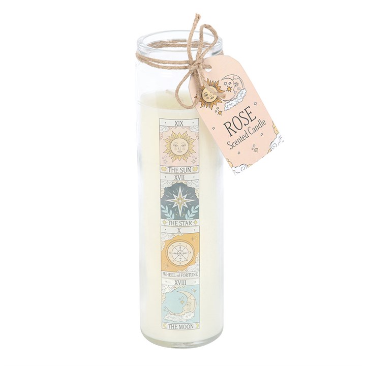 Rose Scented Tarot Tube Candle – Mystical Floral Décor