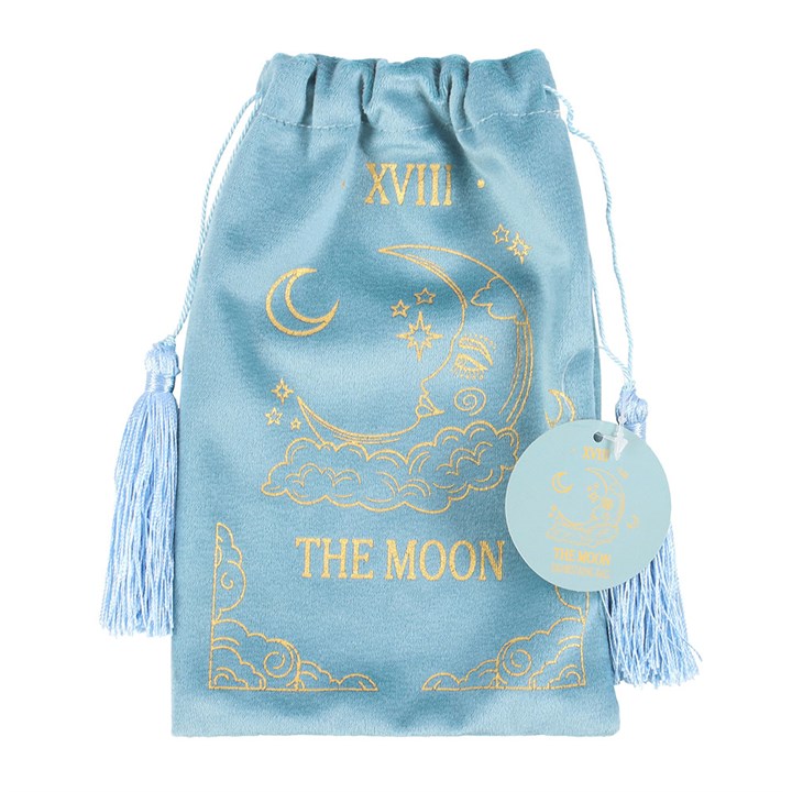 The Moon Tarot Velvet Drawstring Bag – Teal with Gold Detail