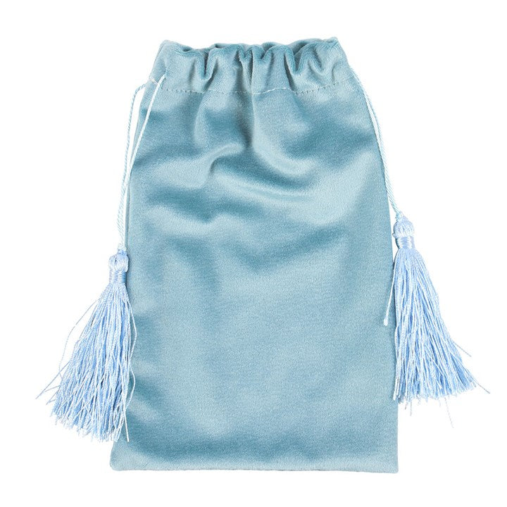The Moon Tarot Velvet Drawstring Bag – Teal with Gold Detail