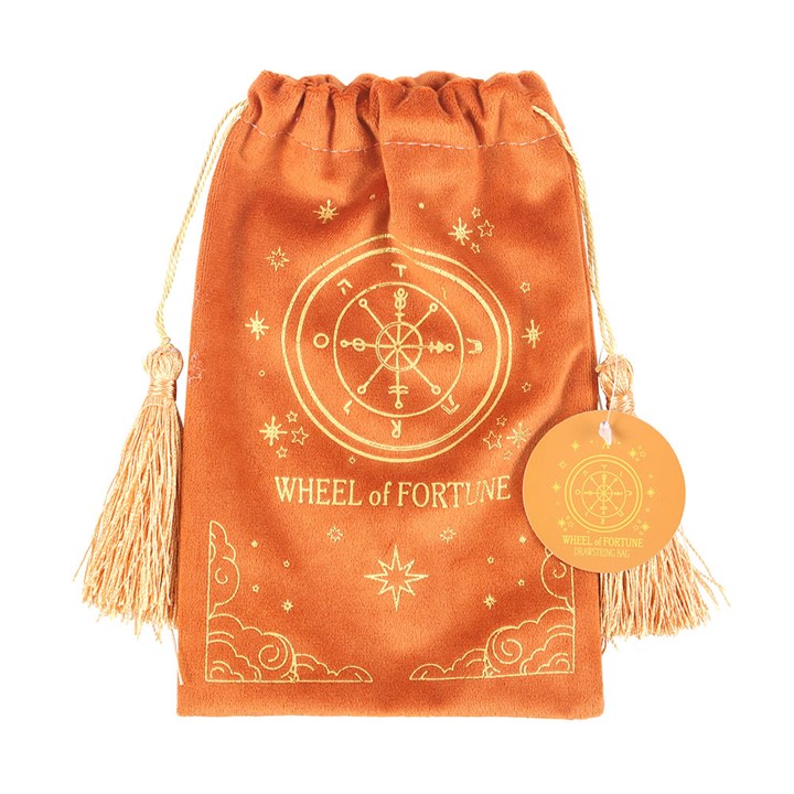 Tan Velvet Tarot Drawstring Bag – The Wheel Design