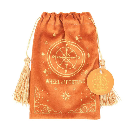 Tan Velvet Tarot Drawstring Bag – The Wheel Design