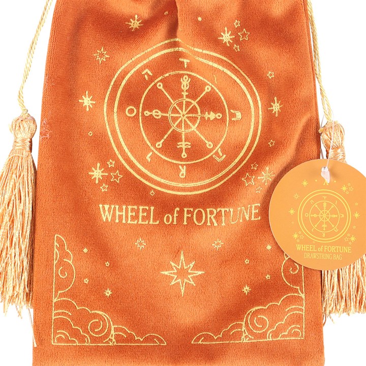 Tan Velvet Tarot Drawstring Bag – The Wheel Design