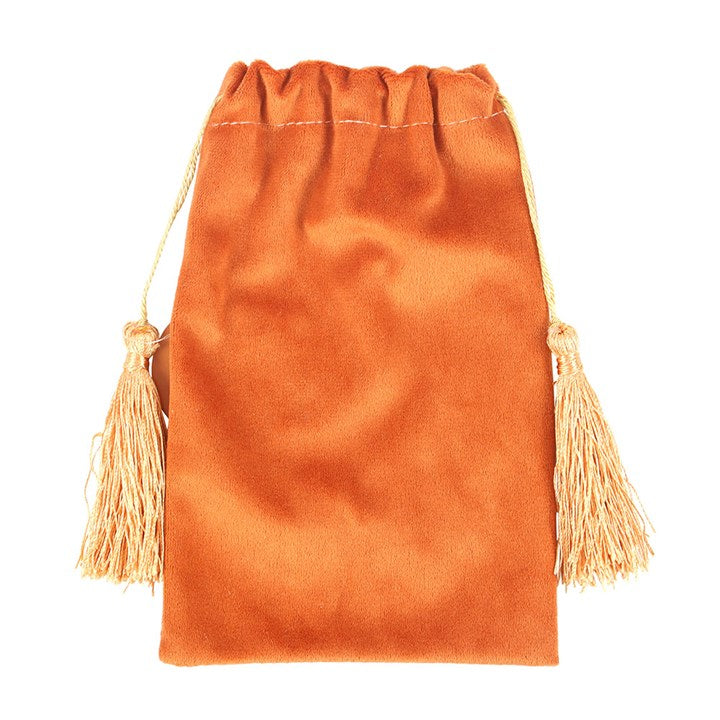 Tan Velvet Tarot Drawstring Bag – The Wheel Design