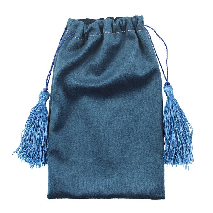 The Star Tarot Velvet Drawstring Bag – Soft Blue with Gold Detail