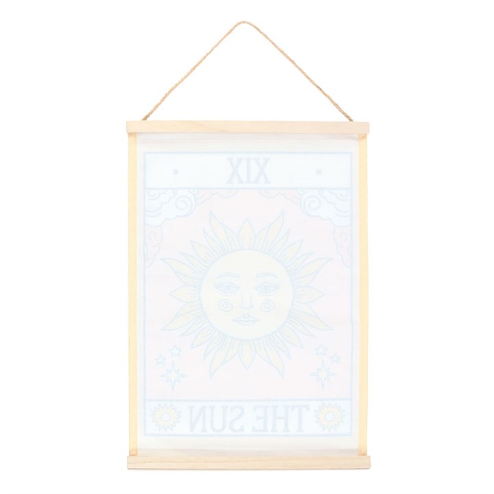 The Sun Tarot Card Fabric Wall Hanging – Celestial Tapestry with Twine Loop