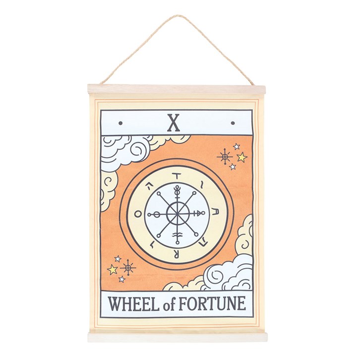 Wheel of Fortune Tarot Card Fabric Wall Hanging – Celestial Décor