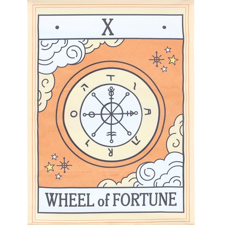 Wheel of Fortune Tarot Card Fabric Wall Hanging – Celestial Décor