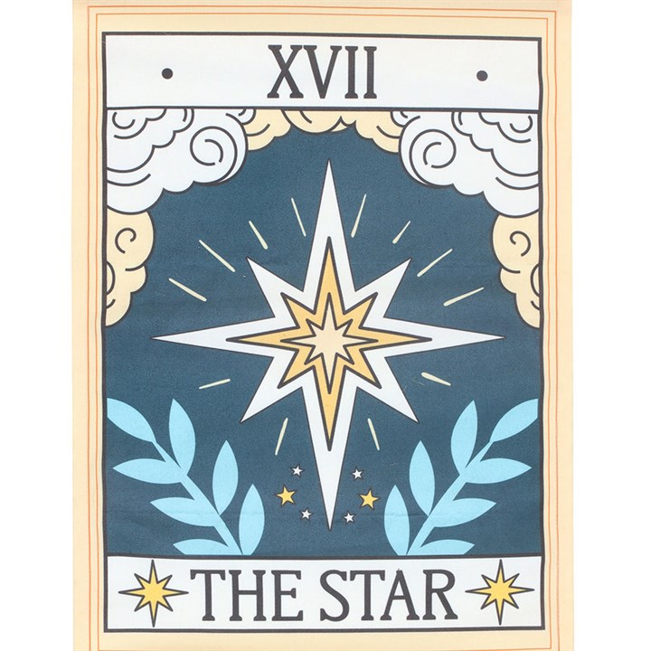 The Star Tarot Fabric Wall Hanging – Celestial Décor with Twine Loop