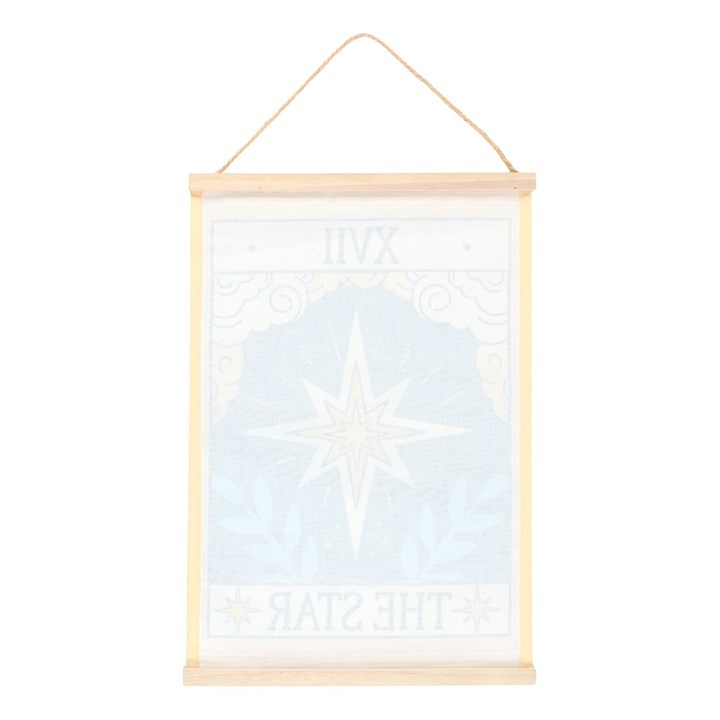 The Star Tarot Fabric Wall Hanging – Celestial Décor with Twine Loop