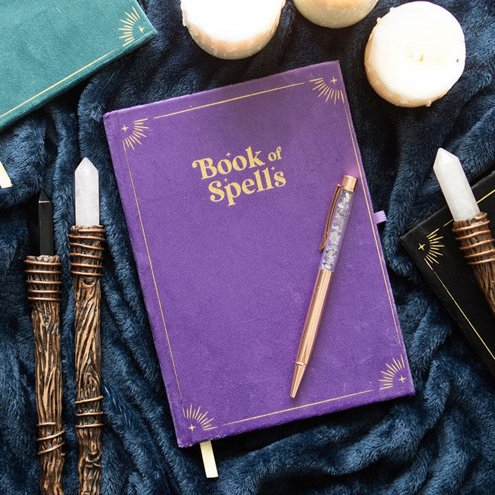 Book of Spells Journal with Amethyst Pen – Write with Intention and Magic