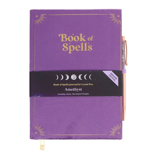 Book of Spells Journal with Amethyst Pen – Write with Intention and Magic