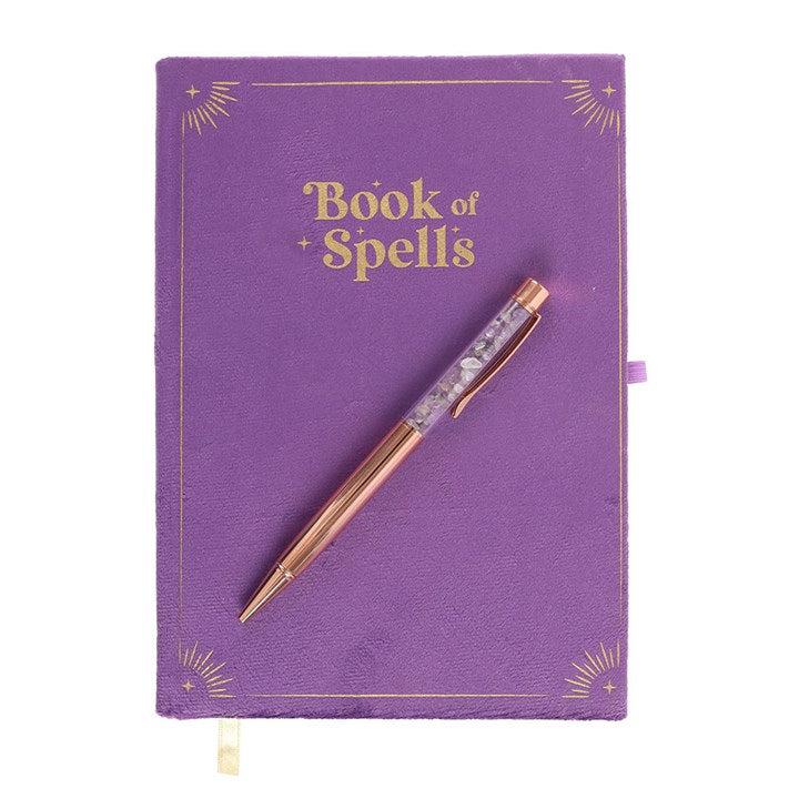 Book of Spells Journal with Amethyst Pen – Write with Intention and Magic