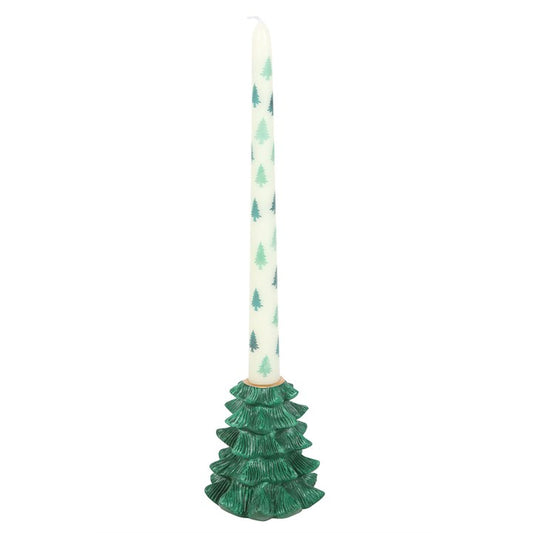 Green Fir Tree Candle Holder with Taper Candle