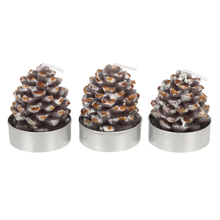 Woodland Pinecone Tealight Candle Set – 6 Unscented Festive Candles