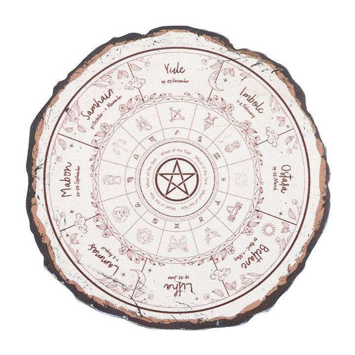 Wheel of the Year Wood Slice Coaster Set (Set of 4)