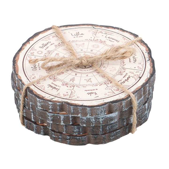 Wheel of the Year Wood Slice Coaster Set (Set of 4)
