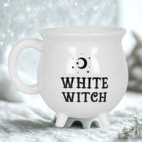 White Witch Cauldron Mug – Magical Ceramic Mug with Gift Box