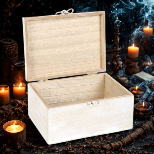 White Wash MDF Spell Box with Star Charm | Witchcraft Storage