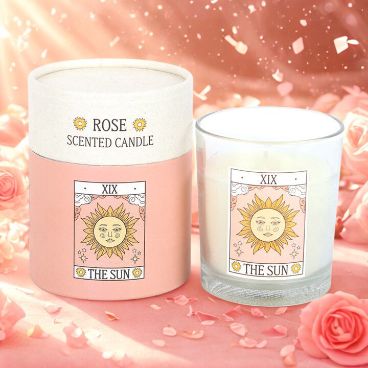 The Sun Tarot Card Rose-Scented Candle – Mystical Décor