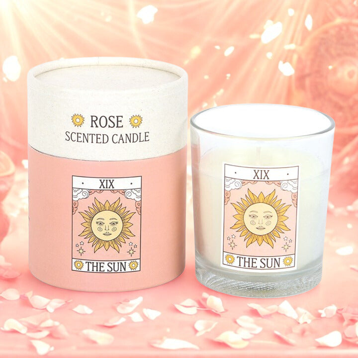 The Sun Tarot Card Rose-Scented Candle – Mystical Décor