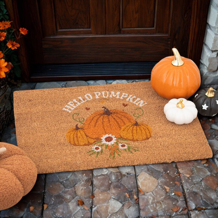 Natural Autumn Days Hello Pumpkin Doormat