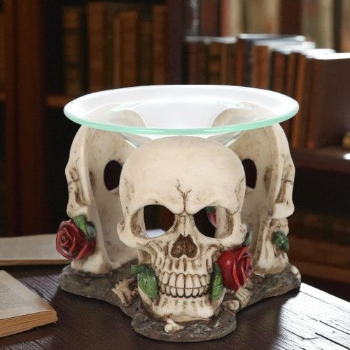 Skull & Roses Oil Burner – Gothic Wax Melt Warmer