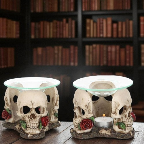 Skull & Roses Oil Burner – Gothic Wax Melt Warmer