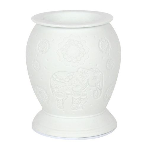 White Ceramic Elephant Electric Wax & Oil Warmer