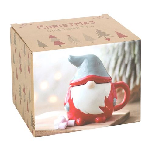Christmas Gonk Lidded Mug – 300ml Festive Quirky Mug