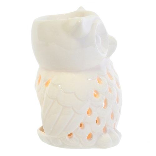 White Ceramic Owl Oil Burner – Soothing Scent, Whimsical Style