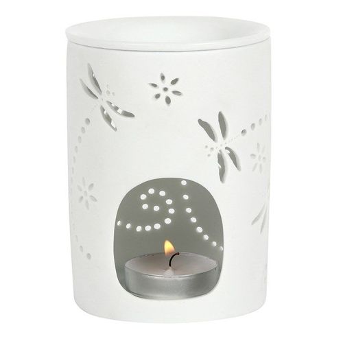 🌿 White Ceramic Dragonfly Oil Burner – Elegant & Nature-Inspired Fragrance Accessory