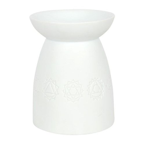 White Ceramic Seven Chakra Oil Burner and Wax Warmer