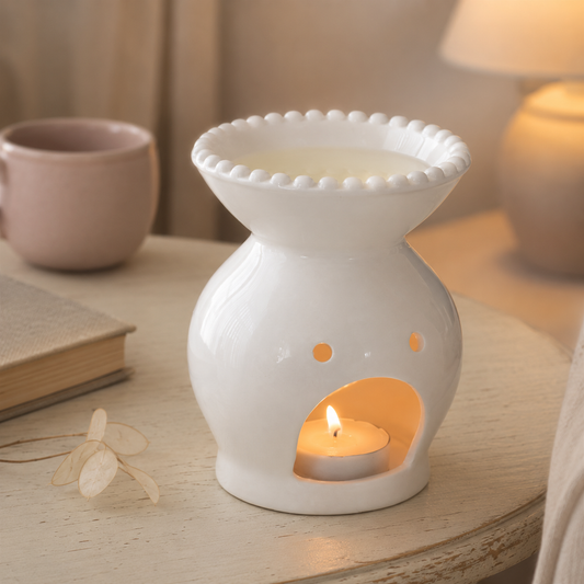 White Beaded Rim Oil Burner