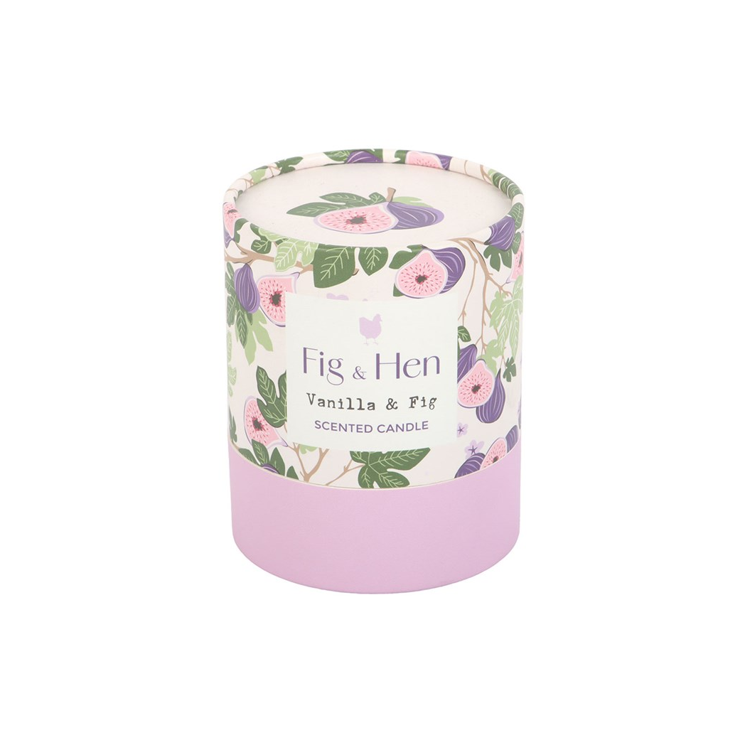 Scented candle with floral design and pink base on a white background