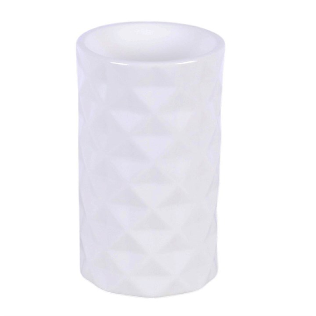 White cylindrical container on a white background