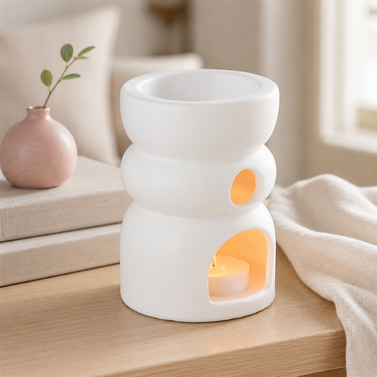 White Double Bubble Oil Burner and Wax Warmer